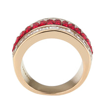 Load image into Gallery viewer, Red Baguette Crystal Wide Band – Rose Gold-Tone Stainless Steel