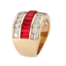 Load image into Gallery viewer, Red Baguette Crystal Wide Band – Rose Gold-Tone Stainless Steel