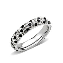 Load image into Gallery viewer, Black & Clear Crystal Eternity Band – Stainless Steel