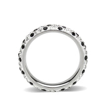 Load image into Gallery viewer, Black & Clear Crystal Eternity Band – Stainless Steel