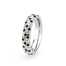 Load image into Gallery viewer, Black & Clear Crystal Eternity Band – Stainless Steel