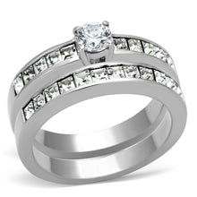 Load image into Gallery viewer, Clear Crystal Stainless Steel Wedding Ring Set