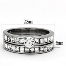 Load image into Gallery viewer, Clear Crystal Stainless Steel Wedding Ring Set