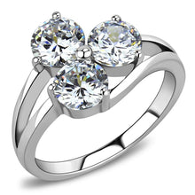 Load image into Gallery viewer, MT 0343 Brilliant Three-Stone Clear CZ Ring -- High Polished Stainless Steel/Elegant Classic Sparkle