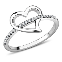 Load image into Gallery viewer, Dainty Crystal Heart Ring | Silver-Tone Stainless Steel | April Birthstone