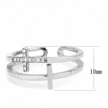 Load image into Gallery viewer, Sparkling Cross Cuff CZ Stainless Steel Ring