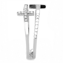 Load image into Gallery viewer, Sparkling Cross Cuff CZ Stainless Steel Ring