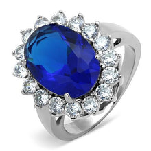 Load image into Gallery viewer, MT 983 - Royal Montana Blue Oval Halo Ring - Stainless Steel Statement Ring
