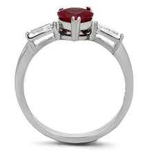 Load image into Gallery viewer, MT 1221 Stainless Steel Ruby Heart Ring – AAA Grade Ruby CZ | High-Polish | Three-Stone Design | July Birthstone