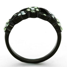 Load image into Gallery viewer, Peridot Flower Crystal Ring – Black Stainless Steel | August Birthstone