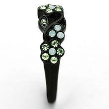 Load image into Gallery viewer, Peridot Flower Crystal Ring – Black Stainless Steel | August Birthstone
