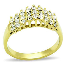 Load image into Gallery viewer, Gold-Tone Clear Crystal Pyramid Ring – April Birthstone