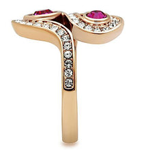 Load image into Gallery viewer, Fuchsia & Clear Crystal Ring – Rose Gold-Tone Stainless Steel | October Birthstone