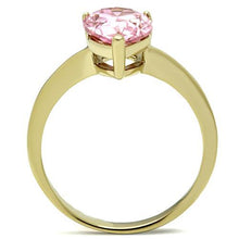Load image into Gallery viewer, Pink Ice Pear Crystal Ring – Gold-Tone Stainless Steel | October Birthstone