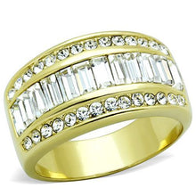 Load image into Gallery viewer, Clear Baguette Double Eternity Band – Gold-Tone Stainless Steel | April Birthstone