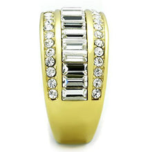 Load image into Gallery viewer, Clear Baguette Double Eternity Band – Gold-Tone Stainless Steel | April Birthstone