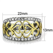 Load image into Gallery viewer, Two-Tone Clear Crystal Ring – Gold-Tone Stainless Steel