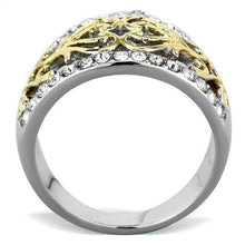 Load image into Gallery viewer, Two-Tone Clear Crystal Ring – Gold-Tone Stainless Steel