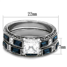 Load image into Gallery viewer, Sapphire & Clear Crystal Wedding Ring Set – Stainless Steel | September Birthstone