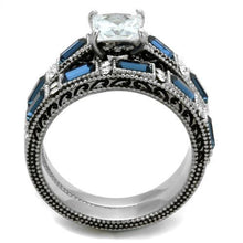 Load image into Gallery viewer, Sapphire & Clear Crystal Wedding Ring Set – Stainless Steel | September Birthstone