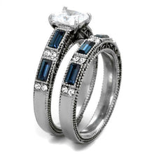 Load image into Gallery viewer, Sapphire & Clear Crystal Wedding Ring Set – Stainless Steel | September Birthstone