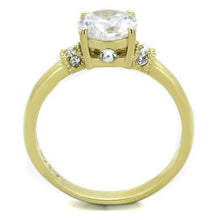 Load image into Gallery viewer, MT7781 - IP Gold(Ion Plating) Stainless Steel Ring with Clear - Sparkle Like a Duchess! Gold IP - Designer Replica April Birthstone

