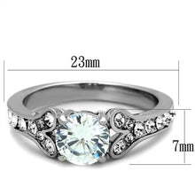 Load image into Gallery viewer, Clear Round Crystal Heart Ring – Stainless Steel | April Birthstone