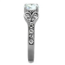 Load image into Gallery viewer, Clear Round Crystal Heart Ring – Stainless Steel | April Birthstone