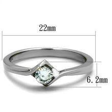 Load image into Gallery viewer, MT2402 - High polished (no plating) Stainless Steel Ring Crystal Minimalist - April Birthstone
