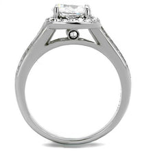 Load image into Gallery viewer, MT 3402 - Clear Round CZ Halo Ring – High-Polished Stainless Steel – April Birthstone
