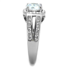 Load image into Gallery viewer, MT 3402 - Clear Round CZ Halo Ring – High-Polished Stainless Steel – April Birthstone