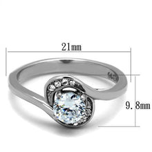 Load image into Gallery viewer, Clear Crystal Swirl Ring – Polished Stainless Steel | April Birthstone