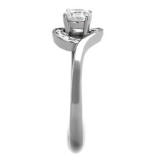 Load image into Gallery viewer, Clear Crystal Swirl Ring – Polished Stainless Steel | April Birthstone