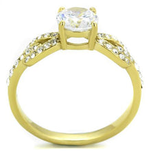 Load image into Gallery viewer, Clear Brilliant-Cut Engagement Ring – Gold-Tone Stainless Steel | April Birthstone