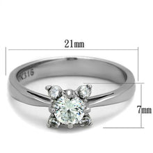 Load image into Gallery viewer, Crystal Flower Clear CZ Stainless Steel Ring – April Birthstone
