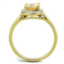 Load image into Gallery viewer, Champagne CZ Halo Ring | Gold Tone Stainless Steel | The Ring Lady