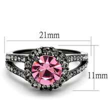 Load image into Gallery viewer, Pink Crystal Halo Ring – Gunmetal Stainless Steel | October Birthstone