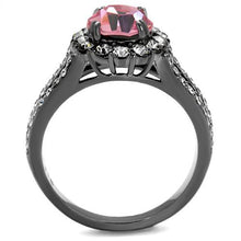 Load image into Gallery viewer, Pink Crystal Halo Ring – Gunmetal Stainless Steel | October Birthstone