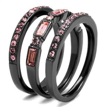 Load image into Gallery viewer, Gunmetal Pink Crystal Ring | Stainless Steel Statement Ring | The Ring Lady