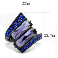 Load image into Gallery viewer, MT 6992 - IP Light Black (IP Gun) Stainless Steel Ring Exquisite Purple and Blue - February Birthstone  June Birthstone - Checkerboard Faceting