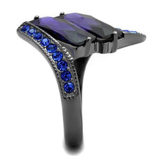 Load image into Gallery viewer, MT 6992 - IP Light Black (IP Gun) Stainless Steel Ring Exquisite Purple and Blue - February Birthstone  June Birthstone - Checkerboard Faceting