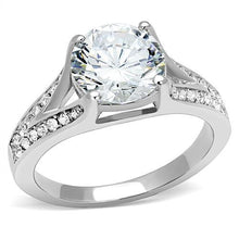 Load image into Gallery viewer, Clear Crystal Engagement-Style Ring – Polished Stainless Steel | Travel Jewelry