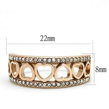 Load image into Gallery viewer, Clear Crystal Heart Band – Rose Gold-Tone Stainless Steel | April Birthstone