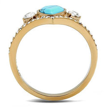 Load image into Gallery viewer, MT0023 - Rose Gold Chevron Simulated Turquoise Sea Blue
