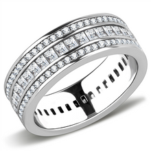 Load image into Gallery viewer, Baguette & Round Clear Crystal Triple Eternity Band – April Birthstone
