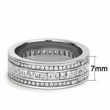 Load image into Gallery viewer, Baguette & Round Clear Crystal Triple Eternity Band – April Birthstone