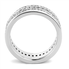 Load image into Gallery viewer, Baguette & Round Clear Crystal Triple Eternity Band – April Birthstone