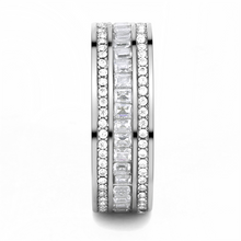 Load image into Gallery viewer, Baguette & Round Clear Crystal Triple Eternity Band – April Birthstone