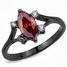 Load image into Gallery viewer, Ruby Red Marquise Ring – Black Enamel Stainless Steel | July Birthstone