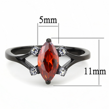 Load image into Gallery viewer, Ruby Red Marquise Ring – Black Enamel Stainless Steel | July Birthstone